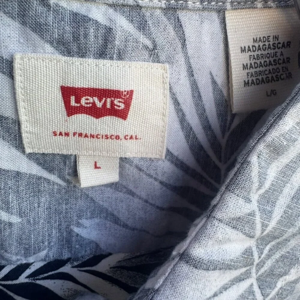 Levi's Reserve Tropical Print Short Sleeve Button Front Shirt Men's Size L